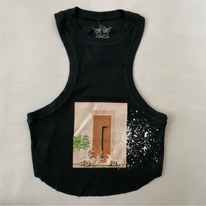 Boys Lie, Ribbed Crop Top, Features Paint Splatter Design, Black, One Size